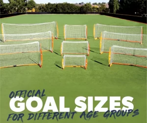 ¿Cuáles son las dimensiones oficiales de las porterías por edades en fútbol, fútbol sala, tenis, hockey, voleibol, etc.?
