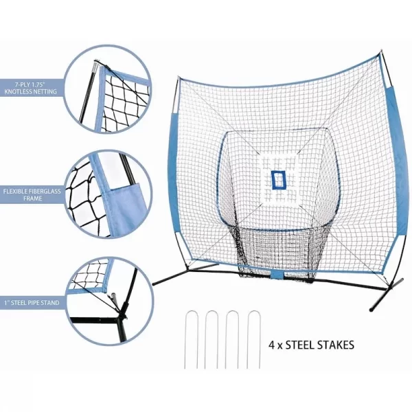 7' X 7' Baseball Softball Praxis Pitching Net Deluxe Tee Ball Caddy