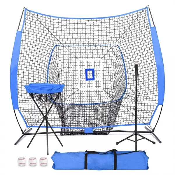7' X 7' Baseball Softball Praxis Pitching Net Deluxe Tee Ball Caddy